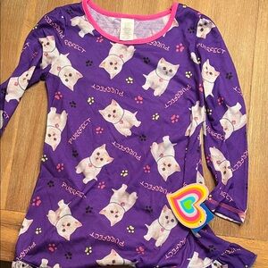 Purple Cat Print Kids Pajamas